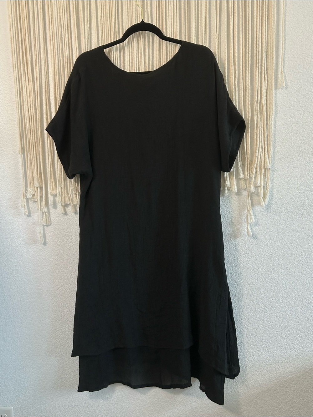 WHITE AMBER Australia Bamboo Cotton Black Flowing Midi Dress - Picture 8 of 13